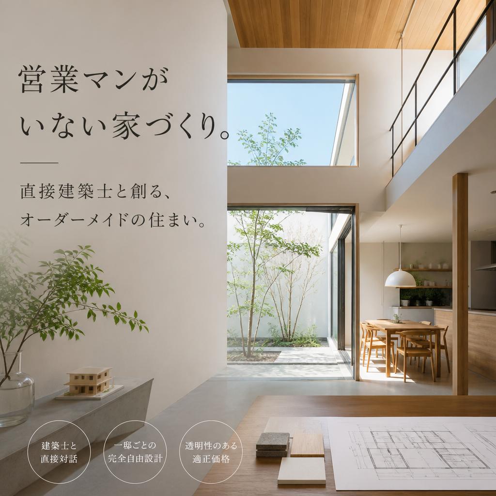 営業マンがいない家づくり。 直接建築士と創る、オーダーメイドの住まい。
