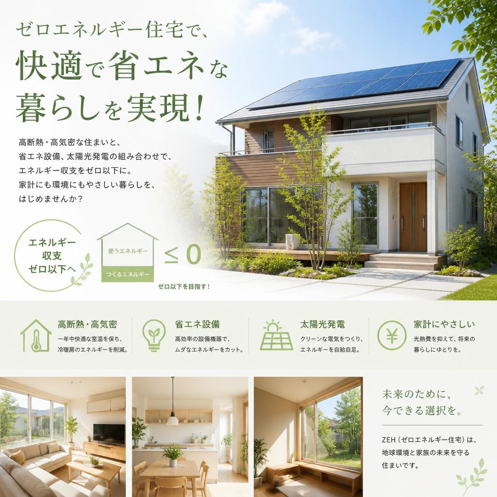 ゼロエネルギー住宅で、快適で省エネな暮らしを実現！