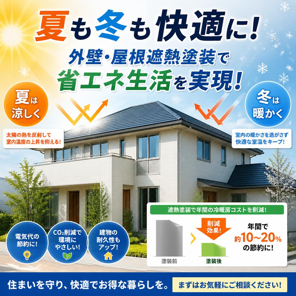 夏も冬も快適に！外壁・屋根遮熱塗装で省エネ生活を実現！