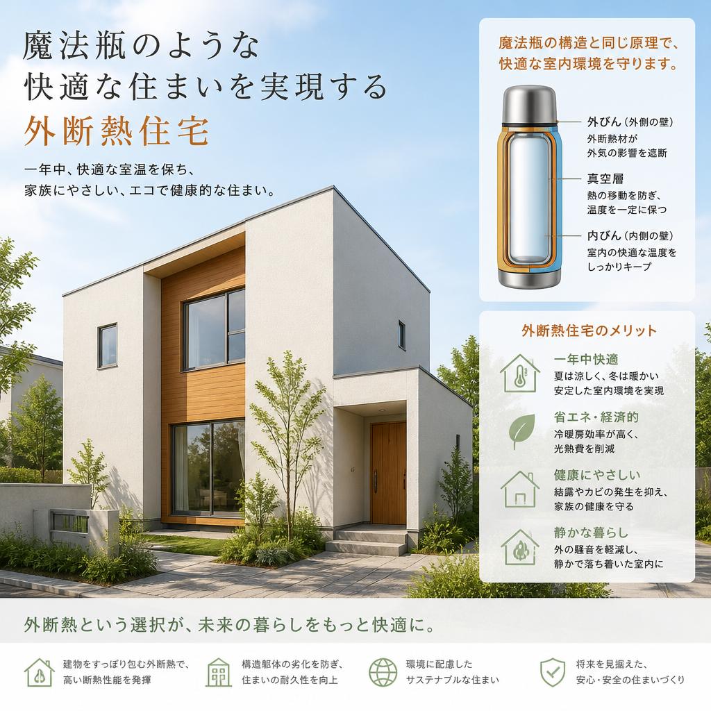 魔法瓶のような快適な住まいを実現する外断熱住宅