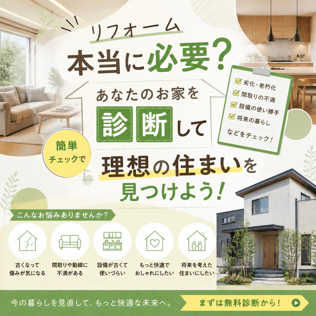 リフォーム本当に必要？あなたのお家を診断して理想の住まいを見つけよう！