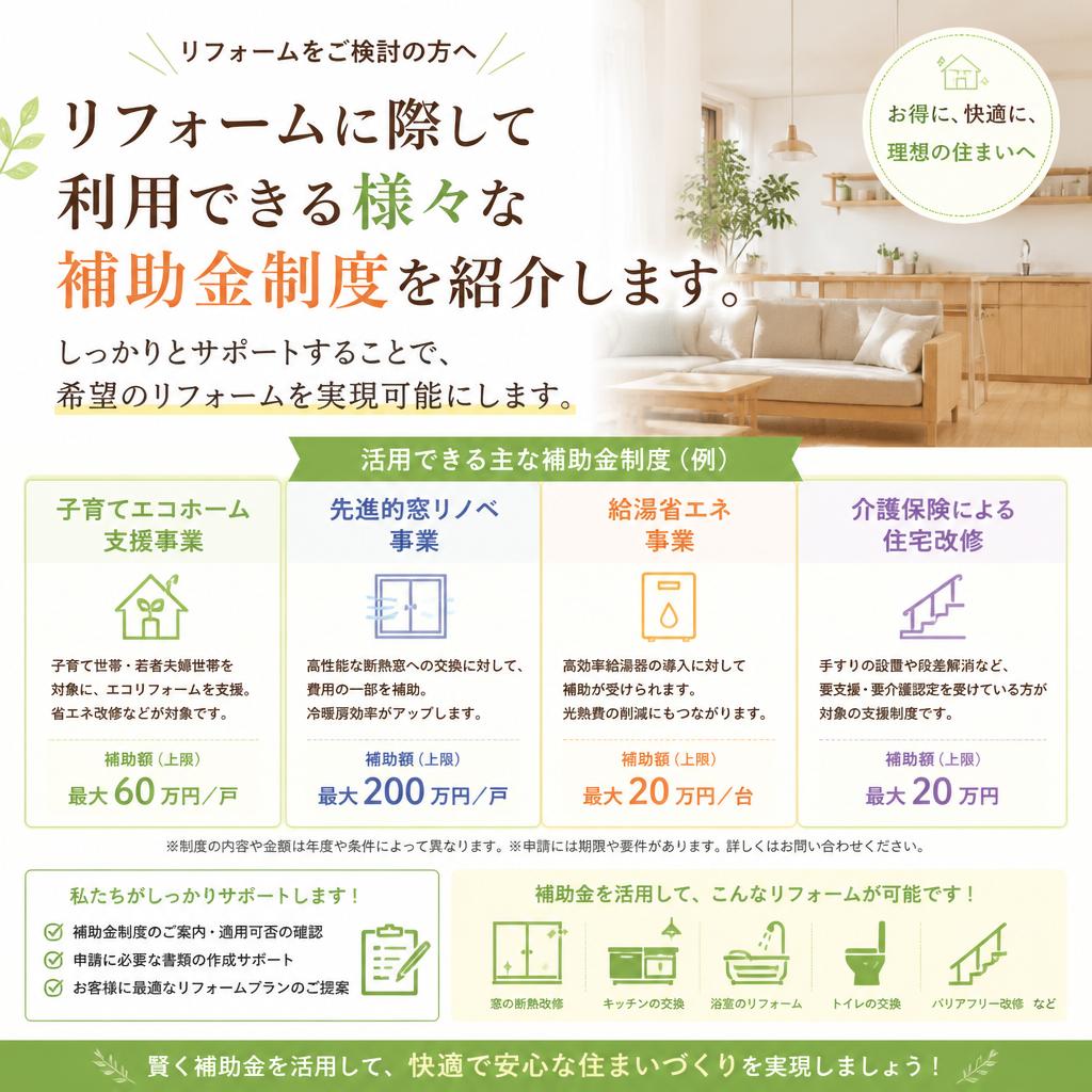 利用できる補助金制度